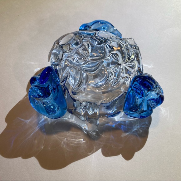 Clear/Blue cigar ashtray possibly Murano glass, handmade good condition see note - Picture 3 of 5